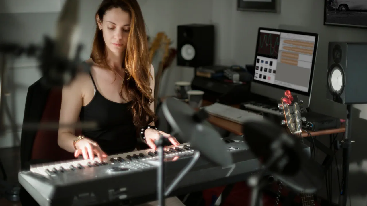 image of woman What is music production